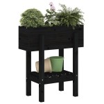 vidaXL Jardinieră de grădină, negru, 62x30x69 cm, lemn masiv pin