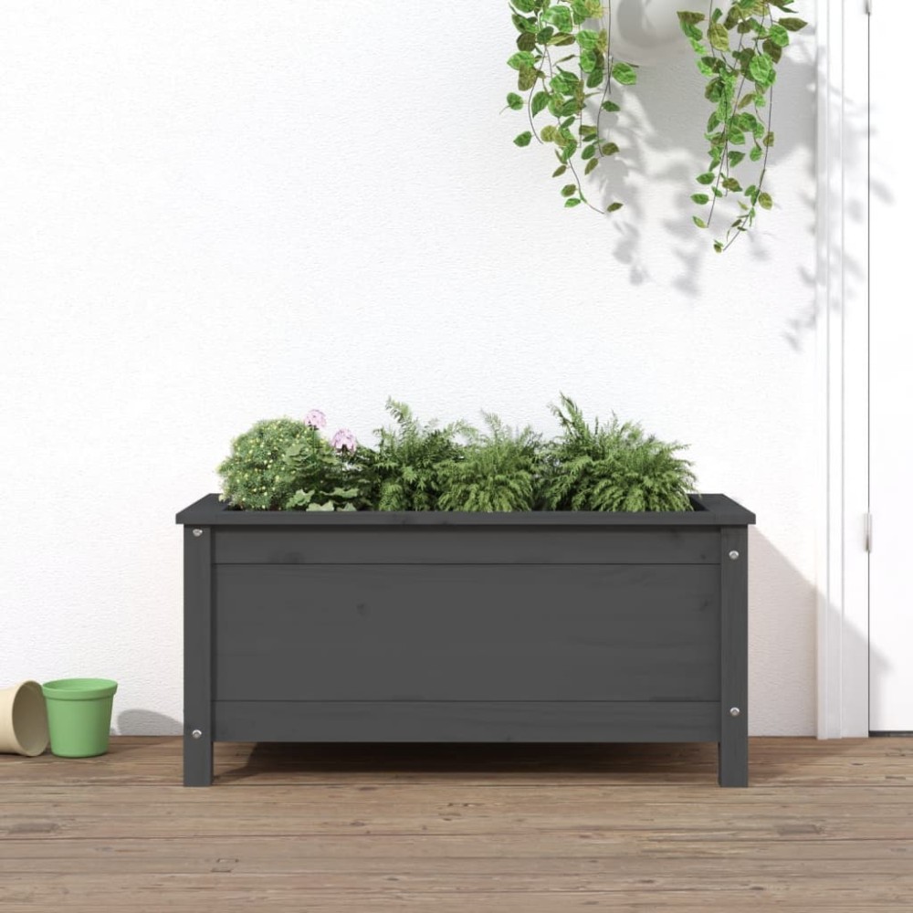 vidaXL Jardinieră de grădină, gri, 82,5x40x39 cm, lemn masiv pin