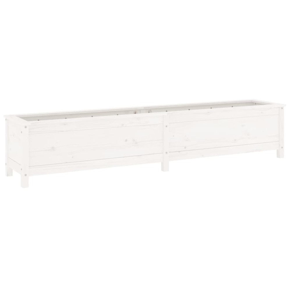 vidaXL Strat înălțat de grădină, alb, 199,5x40x39 cm, lemn masiv pin