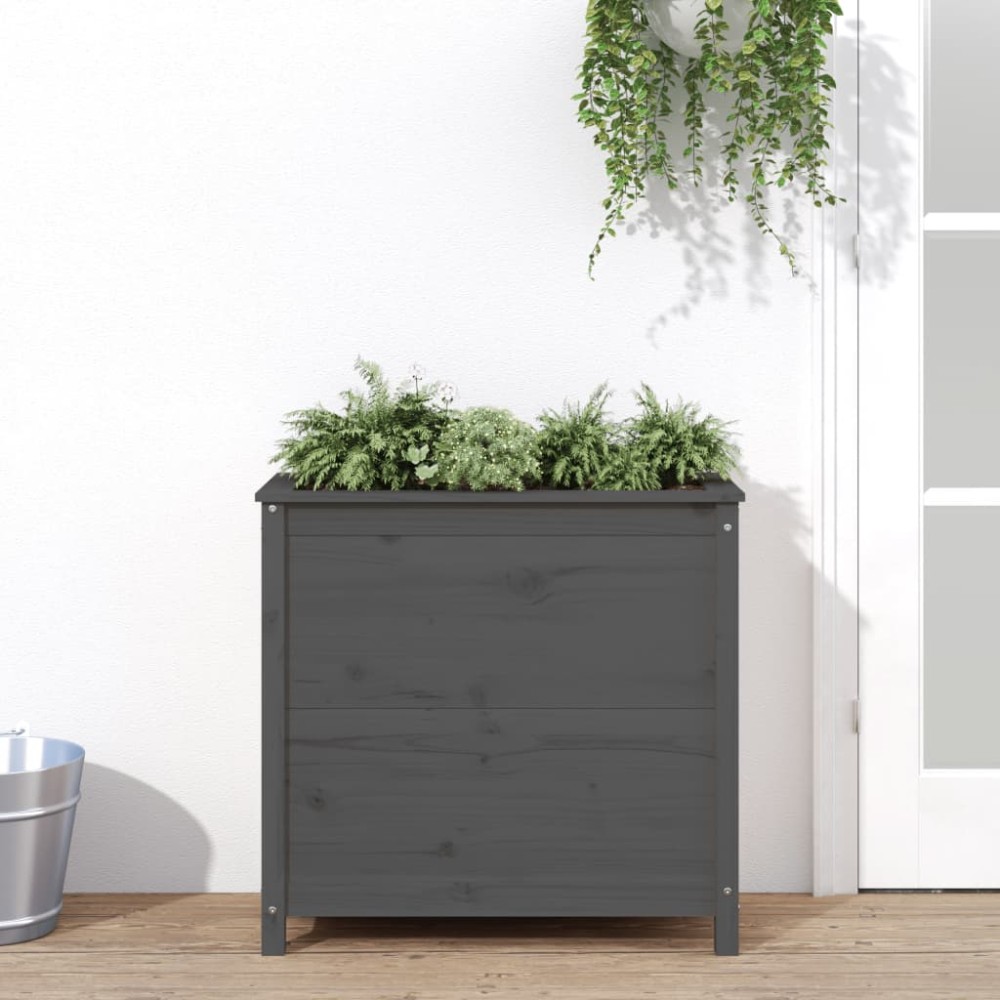 vidaXL Jardinieră de grădină, gri, 82,5x40x78 cm, lemn masiv de pin