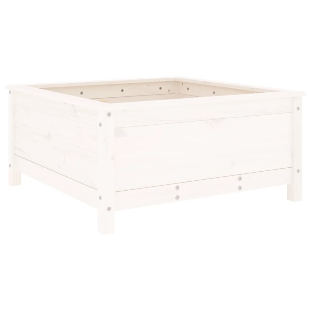 vidaXL Jardinieră de grădină, alb, 82,5x82,5x39 cm, lemn masiv de pin