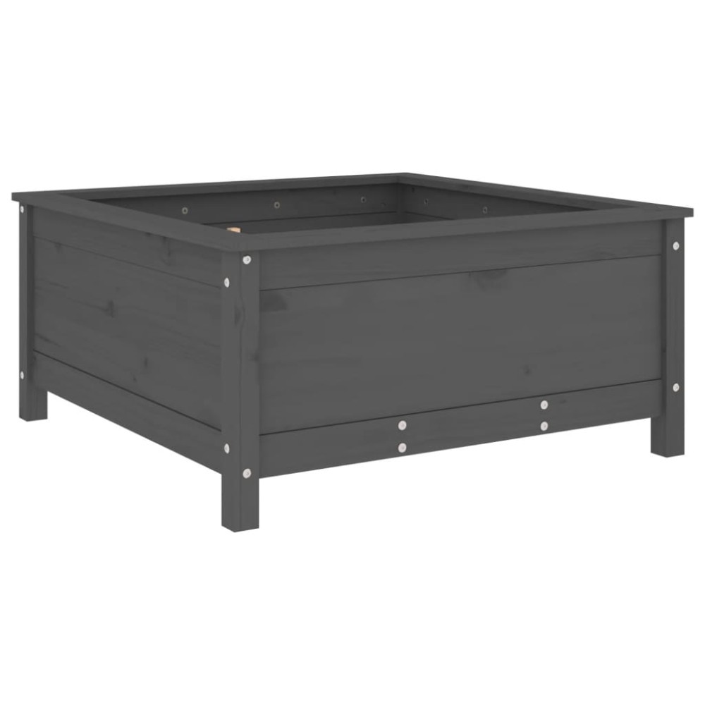 vidaXL Jardinieră de grădină, gri, 82,5x82,5x39 cm, lemn masiv pin
