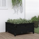 vidaXL Jardinieră de grădină, negru, 82,5x82,5x39 cm lemn masiv de pin
