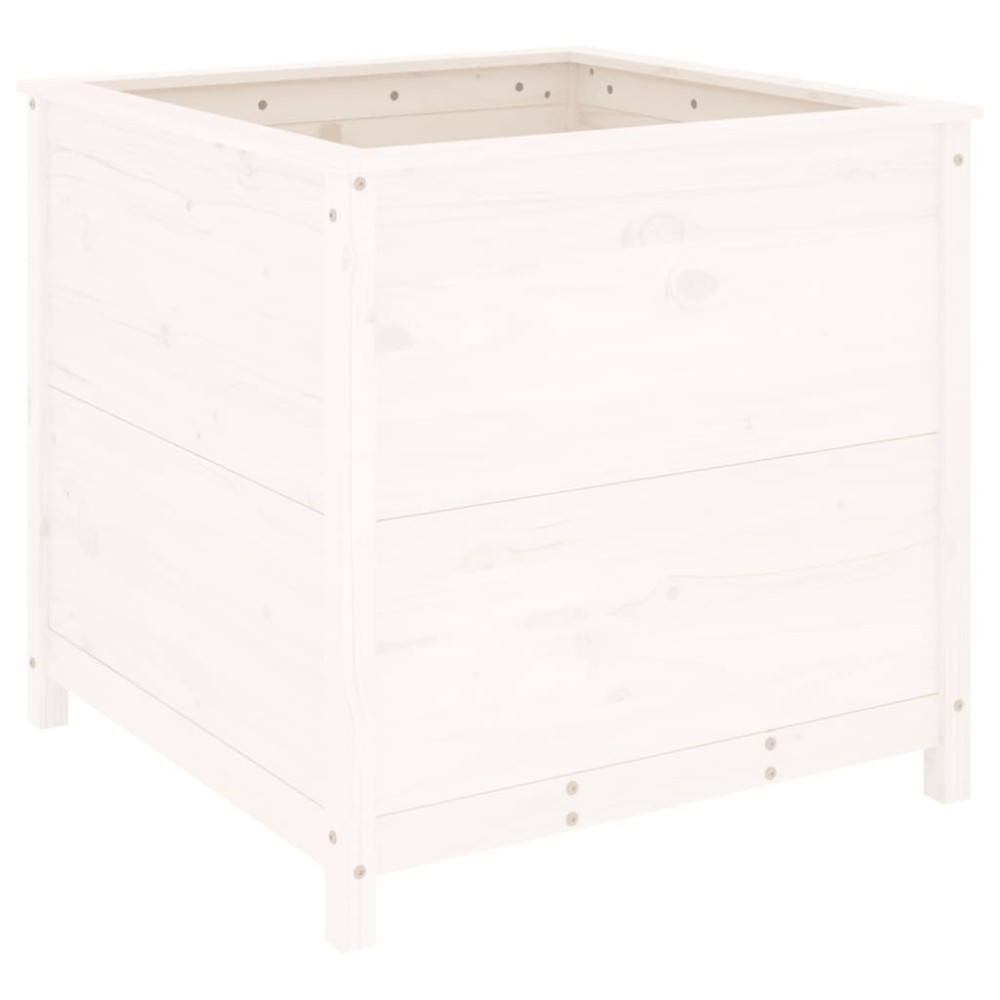 vidaXL Jardinieră de grădină, alb, 82,5x82,5x78 cm, lemn masiv de pin