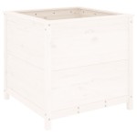 vidaXL Jardinieră de grădină, alb, 82,5x82,5x78 cm, lemn masiv de pin vidaXL Jardinieră de grădină, alb, 82,5x82,5x78 cm, lemn masiv de pin