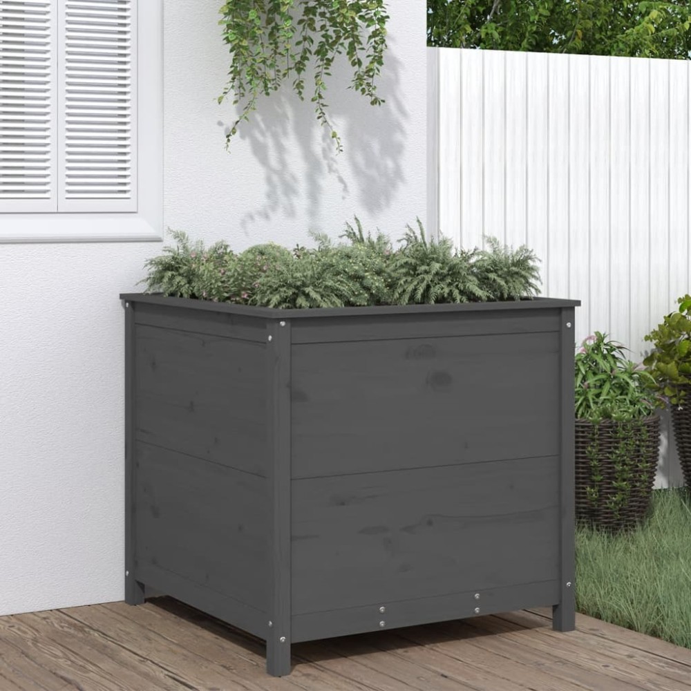 vidaXL Jardinieră de grădină, gri, 82,5x82,5x78 cm, lemn masiv de pin