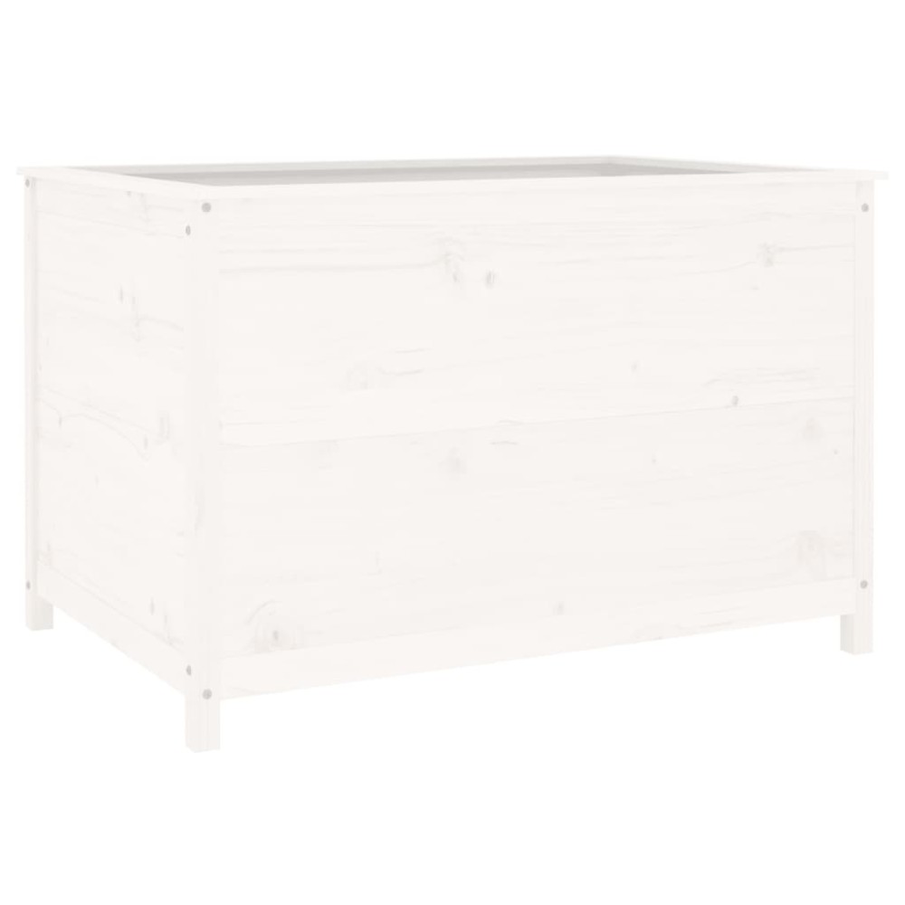 vidaXL Strat înălțat de grădină, alb, 119,5x82,5x78 cm, lemn masiv pin