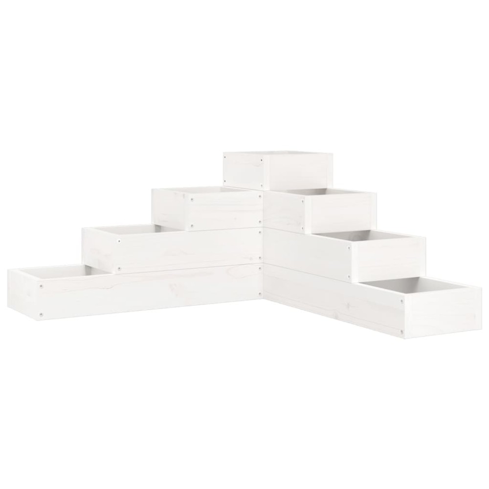 vidaXL Jardinieră grădină 4 niveluri, alb 80,5x79x36 cm lemn masiv pin
