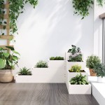 vidaXL Jardinieră grădină 4 niveluri, alb 80,5x79x36 cm lemn masiv pin vidaXL Jardinieră grădină 4 niveluri, alb 80,5x79x36 cm lemn masiv pin