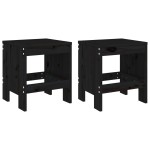 vidaXL Taburete de grădină, 2 buc., negru, 40x36x45 cm, lemn masiv pin vidaXL Taburete de grădină, 2 buc., negru, 40x36x45 cm, lemn masiv pin