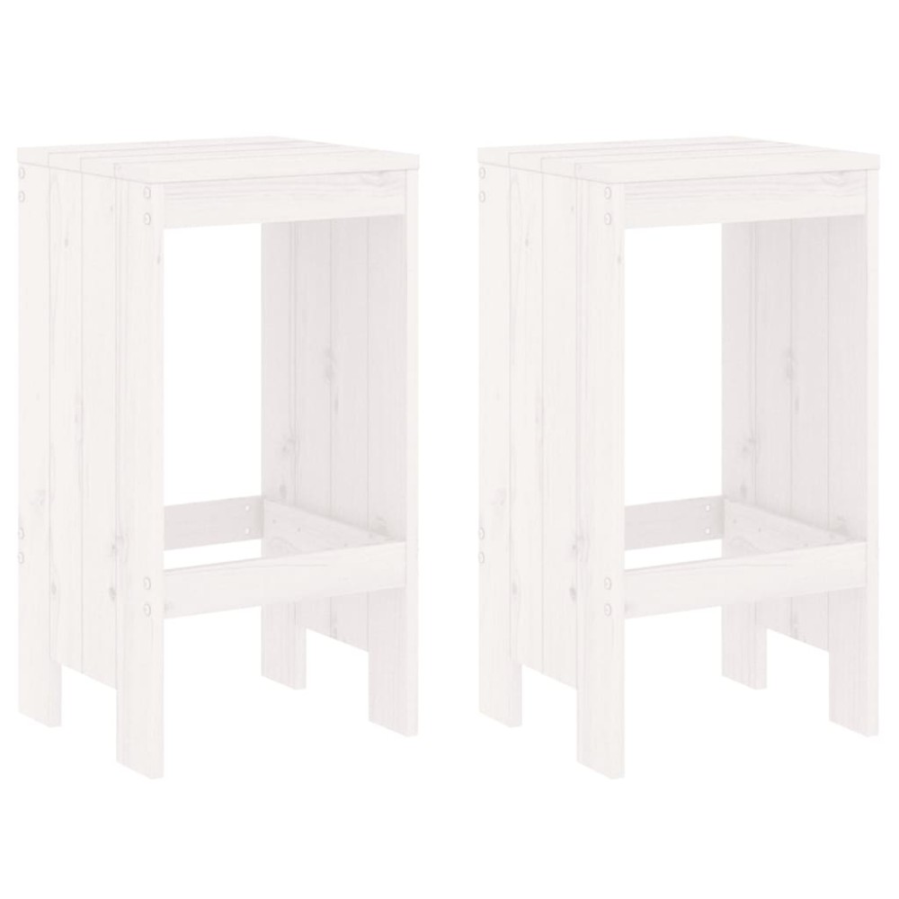 vidaXL Taburete de bar, 2 buc., alb, 40x36x75 cm, lemn masiv de pin