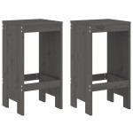 vidaXL Taburete de bar, 2 buc., gri, 40x36x75 cm, lemn masiv de pin