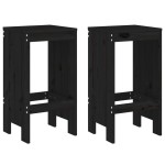 vidaXL Taburete de bar, 2 buc., negru, 40x36x75 cm, lemn masiv de pin