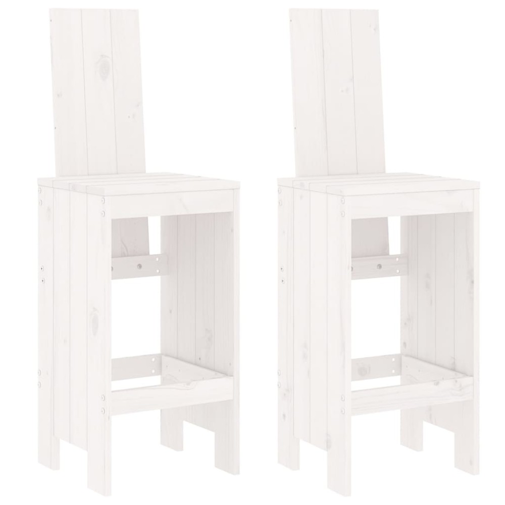 vidaXL Scaune de bar, 2 buc., alb, 40x42x120 cm, lemn masiv de pin