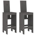 vidaXL Scaune de bar, 2 buc., gri, 40x42x120 cm, lemn masiv de pin vidaXL Scaune de bar, 2 buc., gri, 40x42x120 cm, lemn masiv de pin