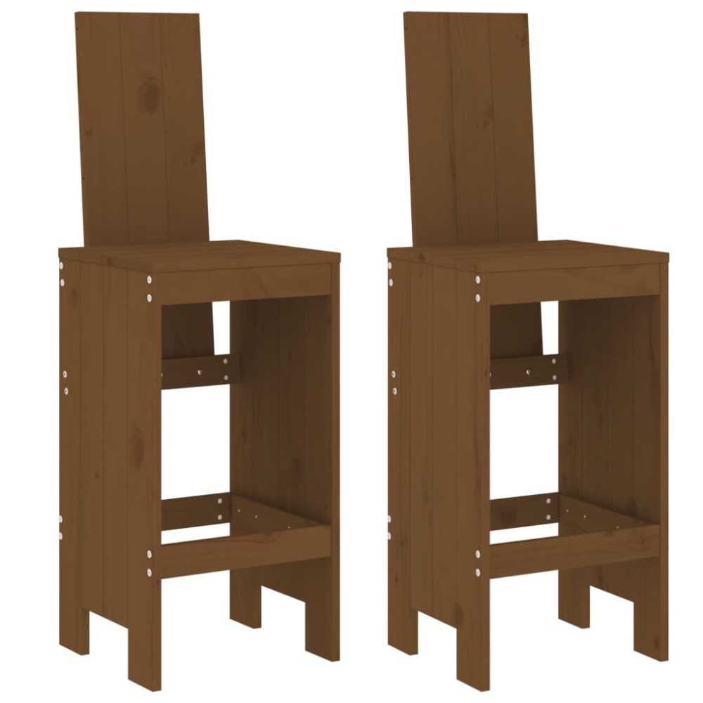 vidaXL Scaune de bar 2 buc. maro miere 40x42x120 cm lemn masiv de pin