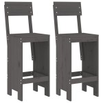 vidaXL Taburete de bar, 2 buc., gri, 40x48,5x115,5 cm, lemn masiv pin