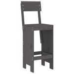 vidaXL Taburete de bar, 2 buc., gri, 40x48,5x115,5 cm, lemn masiv pin