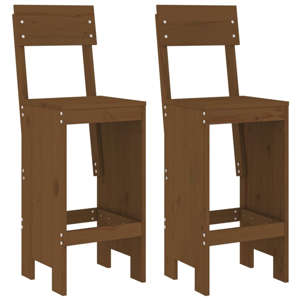 vidaXL Taburete bar 2 buc. maro miere 40x48,5x115,5 cm lemn masiv pin