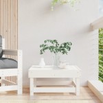 vidaXL Taburet de grădină, alb, lemn masiv de pin