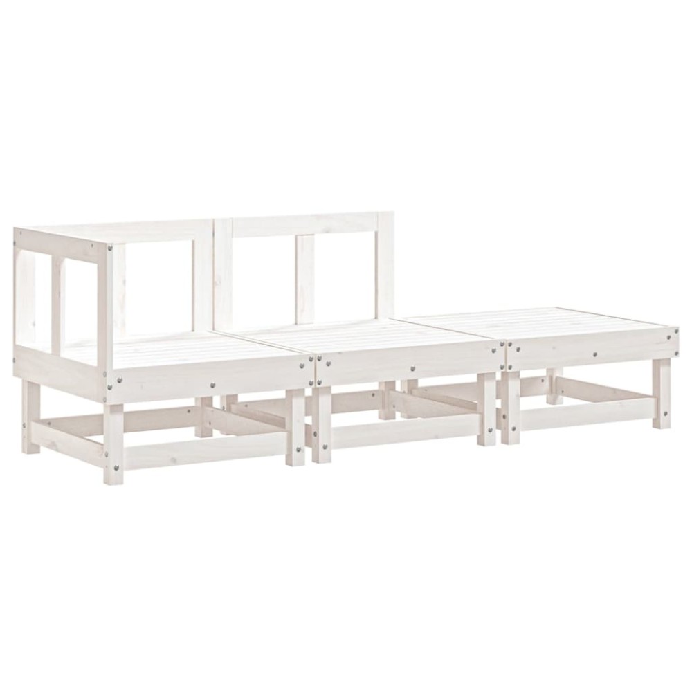 vidaXL Set mobilier de grădină, 3 piese, alb, lemn masiv de pin