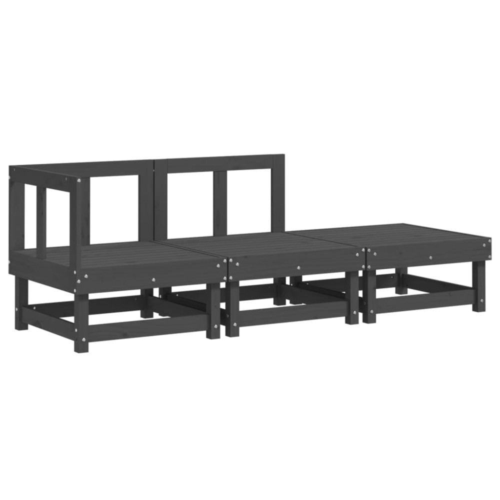 vidaXL Set mobilier de grădină, 3 piese, gri, lemn masiv de pin