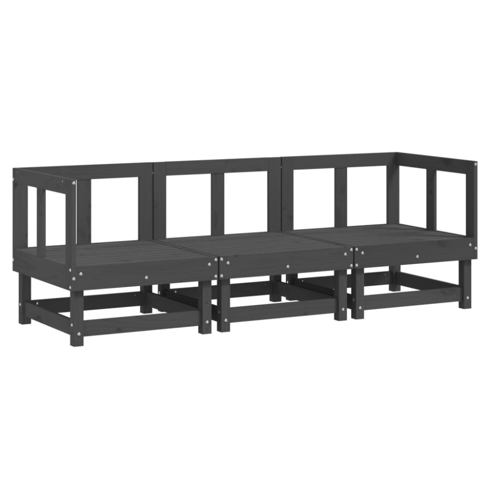 vidaXL Set mobilier de grădină, 3 piese, gri, lemn masiv de pin