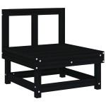 vidaXL Canapea de mijloc cu perne, negru, lemn masiv de pin