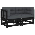 vidaXL Canapele colțar cu perne, 2 buc., negru, lemn masiv de pin vidaXL Canapele colțar cu perne, 2 buc., negru, lemn masiv de pin