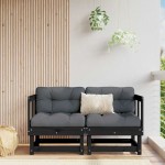 vidaXL Canapele colțar cu perne, 2 buc., negru, lemn masiv de pin vidaXL Canapele colțar cu perne, 2 buc., negru, lemn masiv de pin