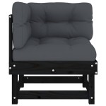 vidaXL Canapele colțar cu perne, 2 buc., negru, lemn masiv de pin vidaXL Canapele colțar cu perne, 2 buc., negru, lemn masiv de pin