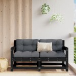 vidaXL Canapea de colț de grădină, 2 buc., negru, lemn masiv de pin