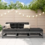 vidaXL Set mobilier de grădină, 3 piese, gri, lemn masiv de pin vidaXL Set mobilier de grădină, 3 piese, gri, lemn masiv de pin