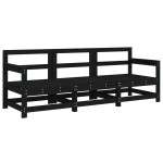 vidaXL Set mobilier de grădină, 3 piese, negru, lemn masiv pin
