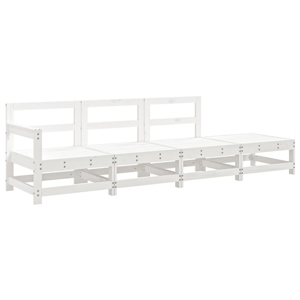 vidaXL Set mobilier relaxare de grădină, 4 piese, alb, lemn masiv pin