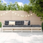 vidaXL Set mobilier relaxare de grădină, 4 piese, alb, lemn masiv pin vidaXL Set mobilier relaxare de grădină, 4 piese, alb, lemn masiv pin
