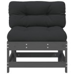 vidaXL Canapea de mijloc cu perne, gri, lemn masiv de pin