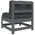 vidaXL Canapea de mijloc cu perne, gri, lemn masiv de pin