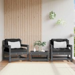 vidaXL Scaune de grădină cu perne, 2 buc., gri, lemn masiv de pin vidaXL Scaune de grădină cu perne, 2 buc., gri, lemn masiv de pin