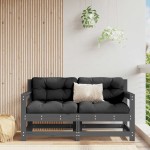 vidaXL Scaune de grădină cu perne, 2 buc., gri, lemn masiv de pin vidaXL Scaune de grădină cu perne, 2 buc., gri, lemn masiv de pin