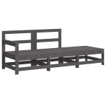 vidaXL Set mobilier de grădină cu perne, 3 piese, gri, lemn masiv vidaXL Set mobilier de grădină cu perne, 3 piese, gri, lemn masiv