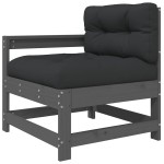 vidaXL Set mobilier de grădină cu perne, 3 piese, gri, lemn masiv vidaXL Set mobilier de grădină cu perne, 3 piese, gri, lemn masiv