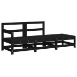 vidaXL Set mobilier de grădină cu perne, 3 piese, negru, lemn masiv vidaXL Set mobilier de grădină cu perne, 3 piese, negru, lemn masiv