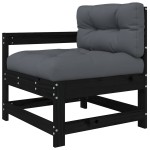 vidaXL Set mobilier de grădină cu perne, 3 piese, negru, lemn masiv vidaXL Set mobilier de grădină cu perne, 3 piese, negru, lemn masiv