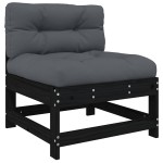 vidaXL Set mobilier de grădină cu perne, 3 piese, negru, lemn masiv vidaXL Set mobilier de grădină cu perne, 3 piese, negru, lemn masiv