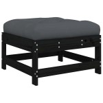 vidaXL Set mobilier de grădină cu perne, 3 piese, negru, lemn masiv vidaXL Set mobilier de grădină cu perne, 3 piese, negru, lemn masiv