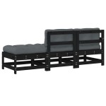 vidaXL Set mobilier de grădină cu perne, 3 piese, negru, lemn masiv vidaXL Set mobilier de grădină cu perne, 3 piese, negru, lemn masiv