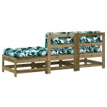 vidaXL Set mobilier de grădină cu perne, 3 piese, lemn de pin tratat vidaXL Set mobilier de grădină cu perne, 3 piese, lemn de pin tratat