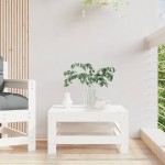vidaXL Taburet de grădină, alb, lemn masiv de pin