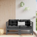vidaXL Canapea de colț de grădină, 2 buc., gri, lemn masiv de pin vidaXL Canapea de colț de grădină, 2 buc., gri, lemn masiv de pin